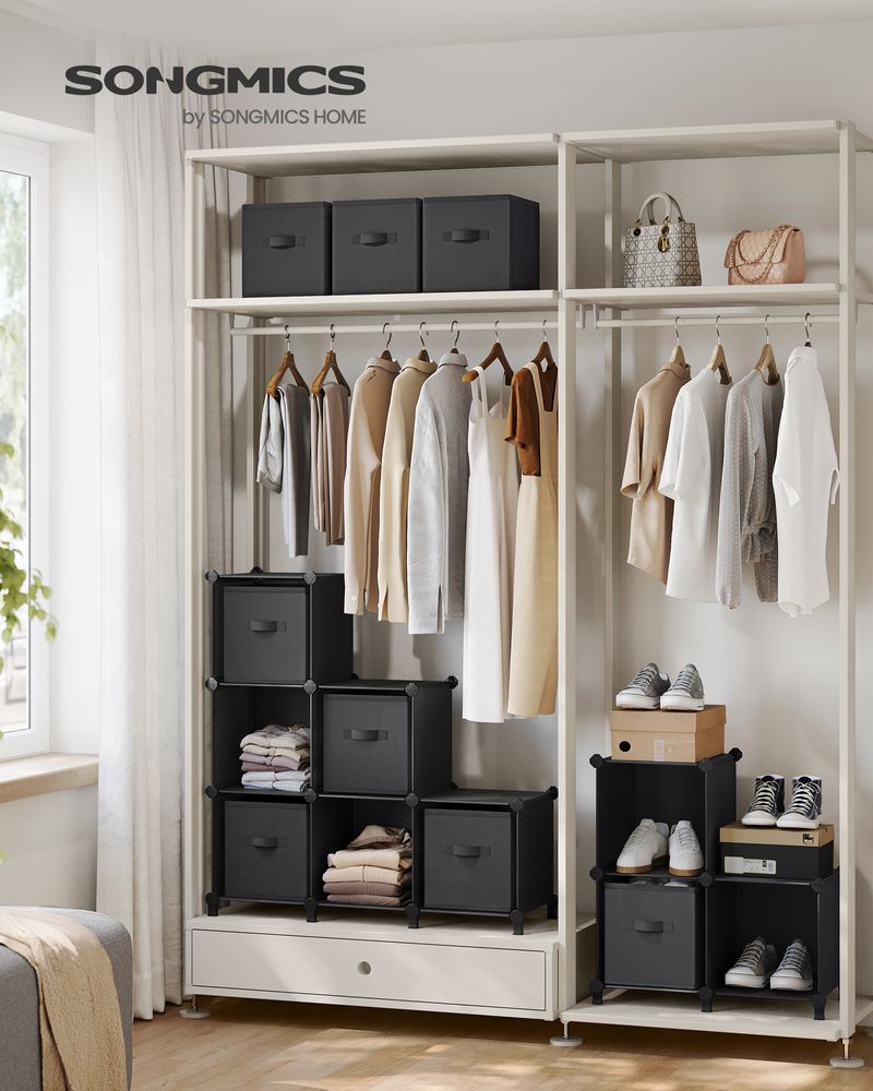 Würfelschrank - Lagerschrank - mit 9 Fächern und 9 Kisten - einfach zu montieren - schwarz