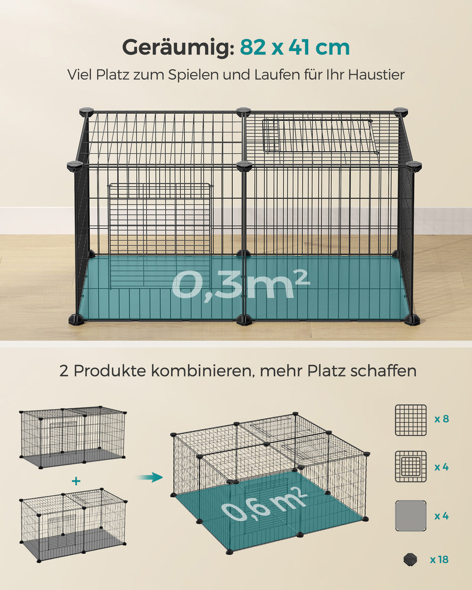 Kleiner Tierkäfig - 82 x 41 x 41 cm - mit 2 Türen - l