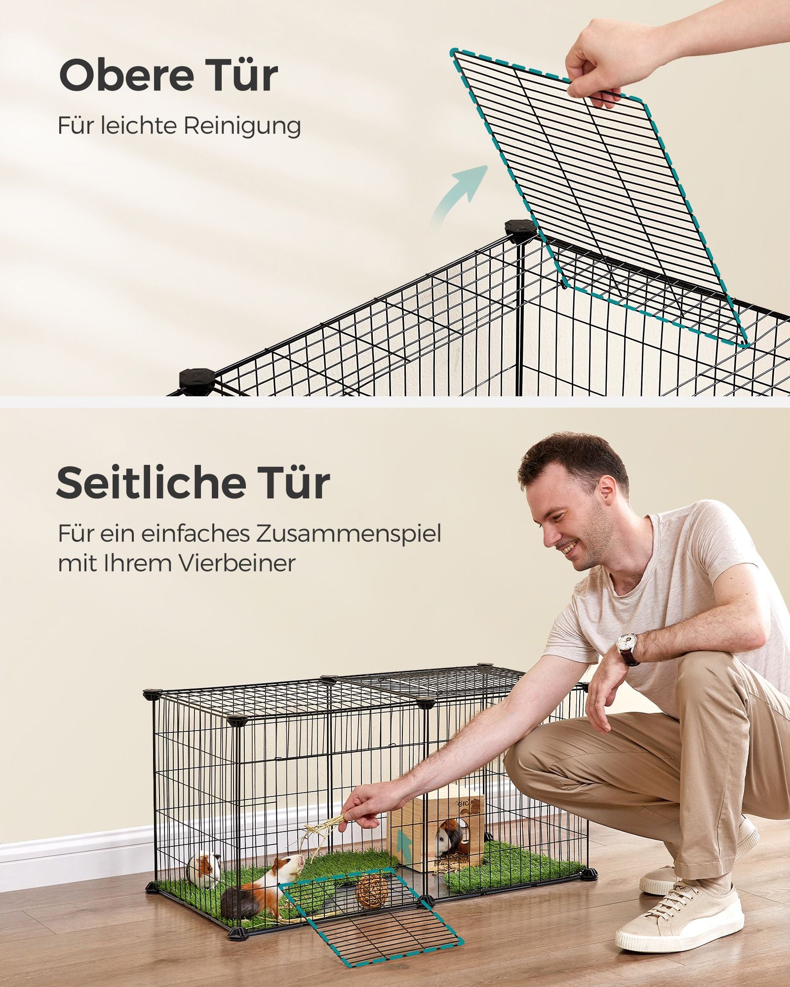 Kleiner Tierkäfig - 82 x 41 x 41 cm - mit 2 Türen - l