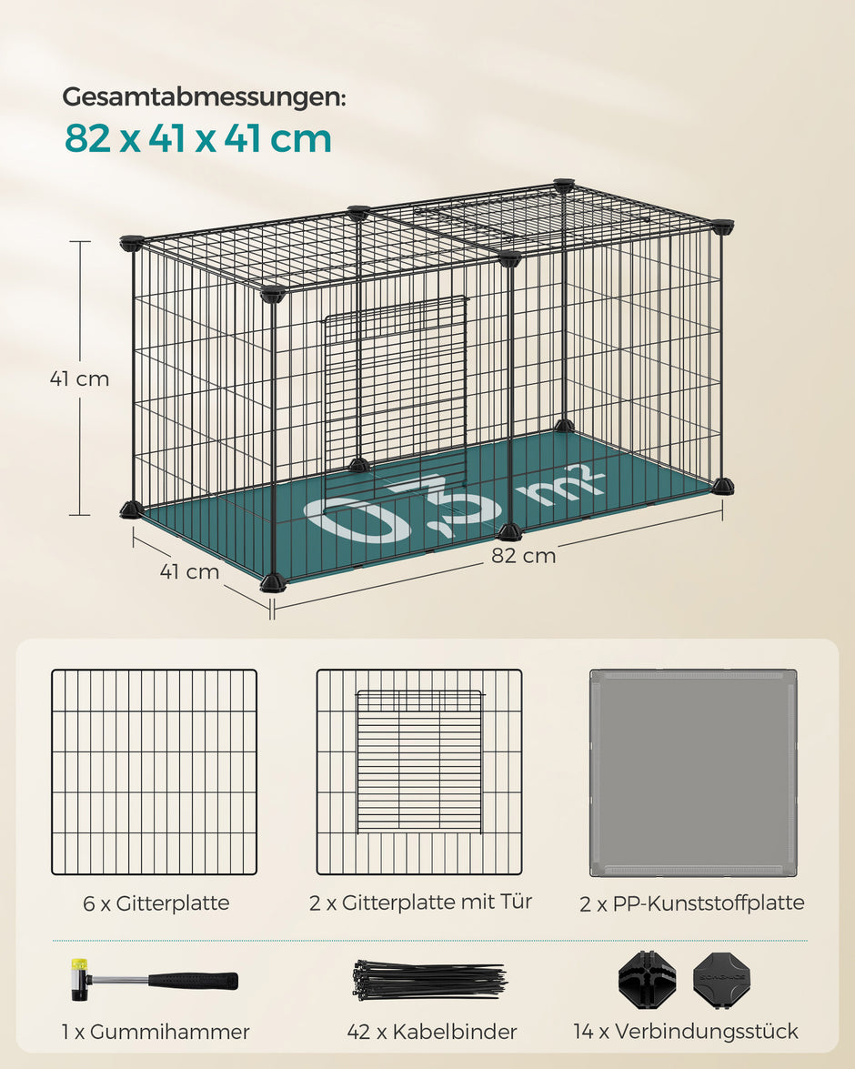 Kleiner Tierkäfig - 82 x 41 x 41 cm - mit 2 Türen - l