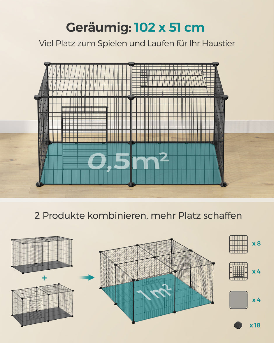 Kleiner Tierkäfig - 102 x 51 x 51 cm - mit 2 Türen - xl