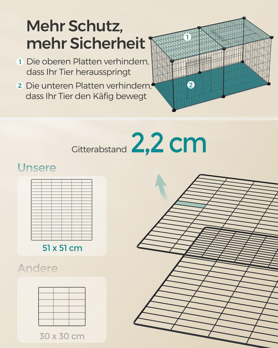 Kleiner Tierkäfig - 102 x 51 x 51 cm - mit 2 Türen - xl