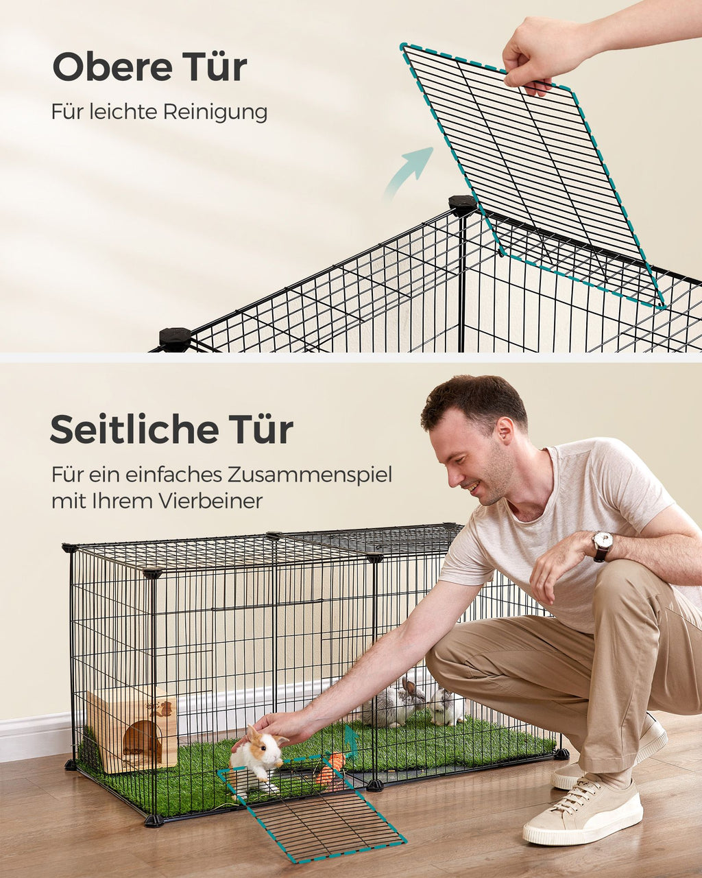 Kleiner Tierkäfig - 102 x 51 x 51 cm - mit 2 Türen - xl