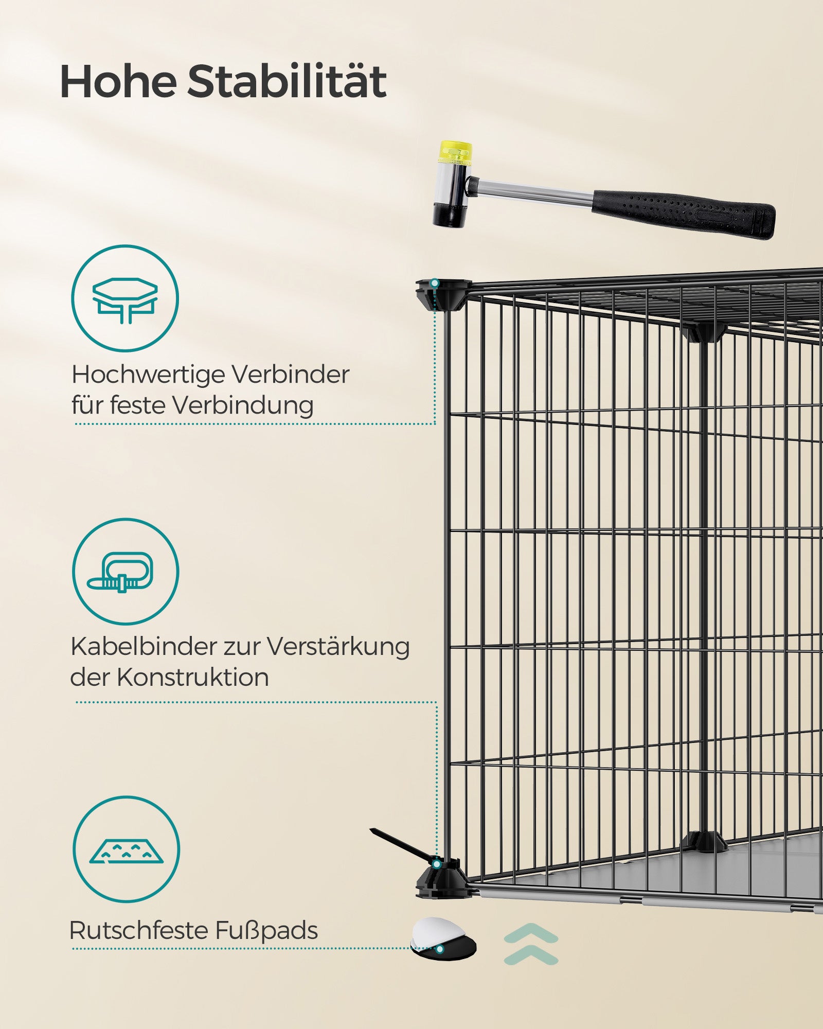 Kleiner Tierkäfig - 102 x 51 x 51 cm - mit 2 Türen - xl