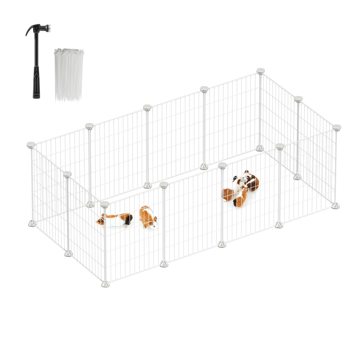 Konijnenren – Modulaire Metalen Panelen – DIY – 144,6 x 74,2 x 46,4 cm – Wit