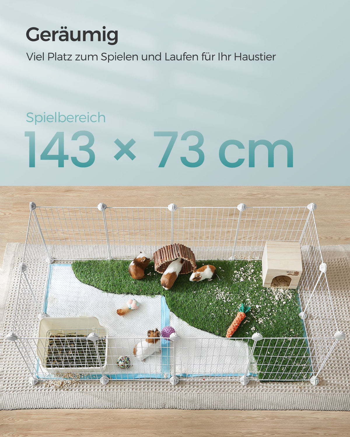 Konijnenren – Modulaire Metalen Panelen – DIY – 144,6 x 74,2 x 46,4 cm – Wit