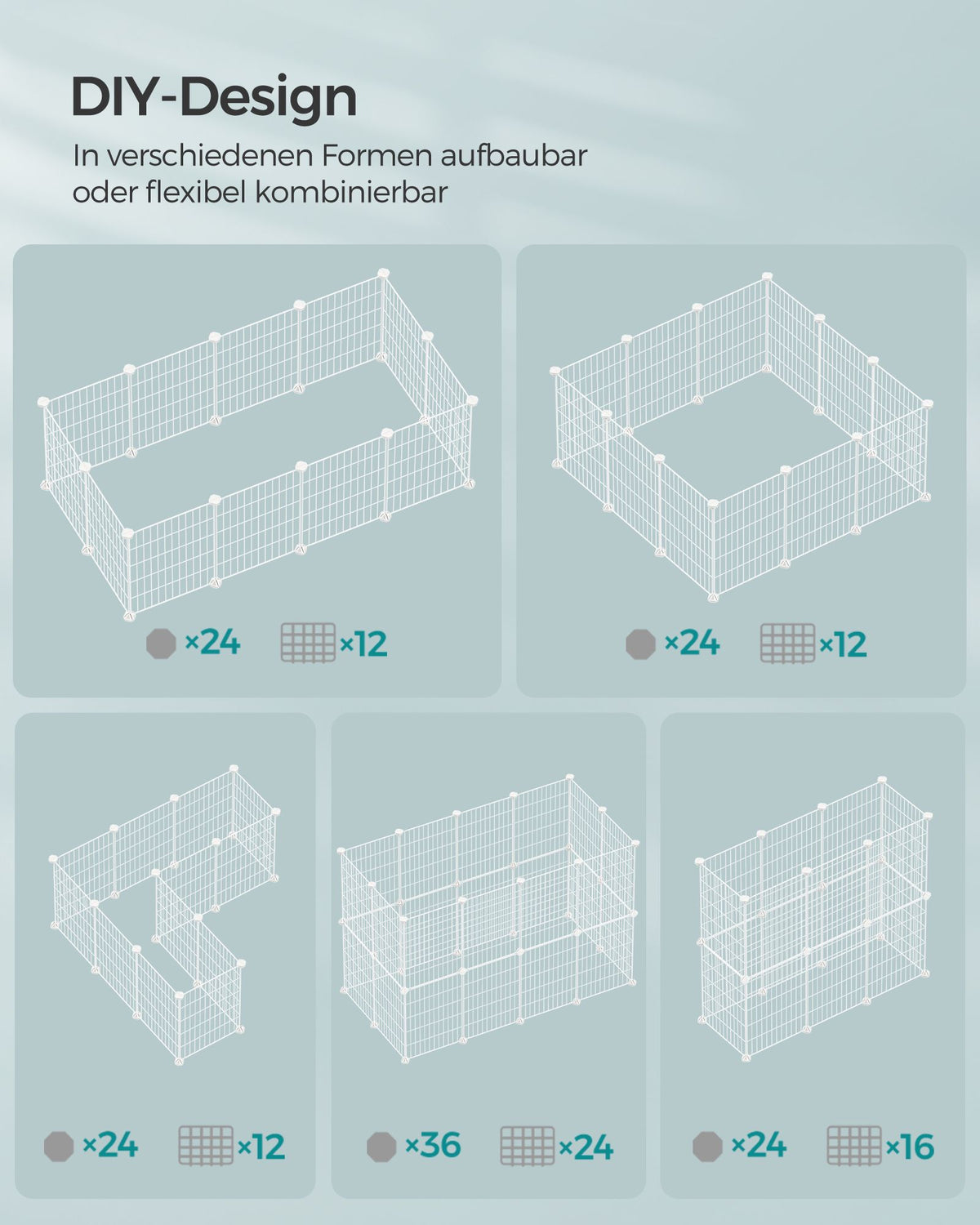 Konijnenren – Modulaire Metalen Panelen – DIY – 144,6 x 74,2 x 46,4 cm – Wit