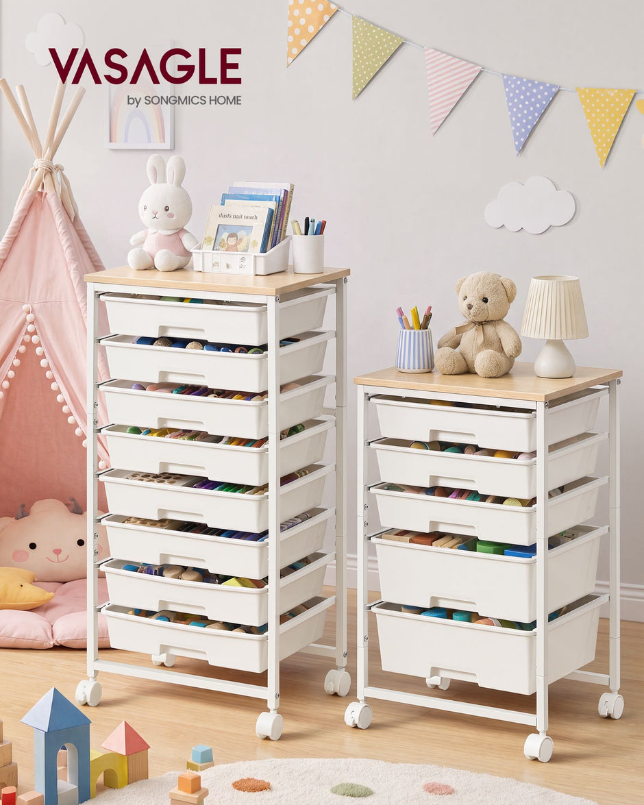 Rolwagen - Met Schuifladen op Wielen - Wit - 39,5 x 28,5 x 63 cm