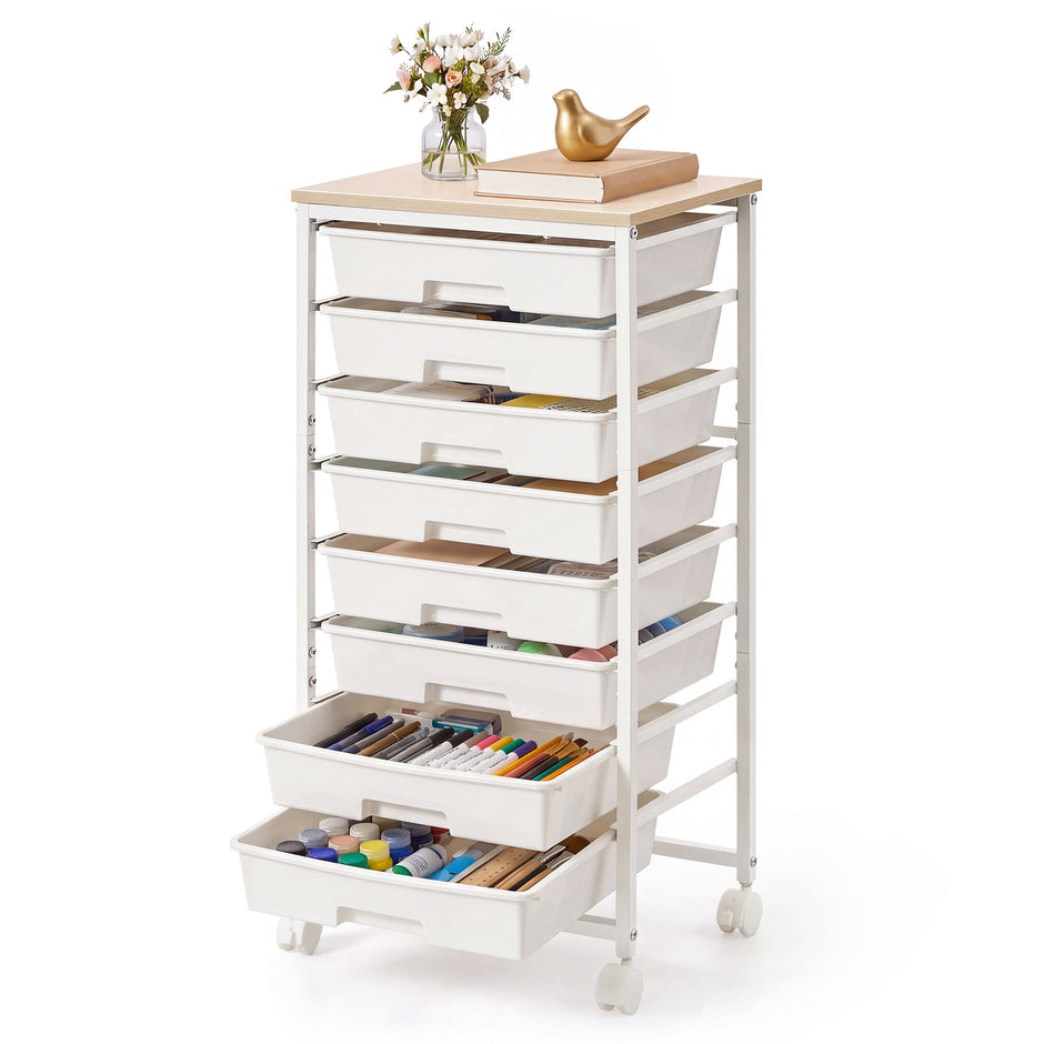 Rolwagen - Met Schuifladen op Wielen - Wit - 39,5 x 28,5 x 76,5 cm