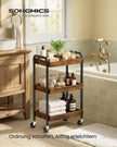 Trolley - 27,5 x 41,3 x 73 cm - Vintage bruin - Staal, MDF - Maximale belasting per plank 10 kg