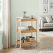 Serveertrolley - 3 Etages - Bamboe - Met Handgrepen - Beige