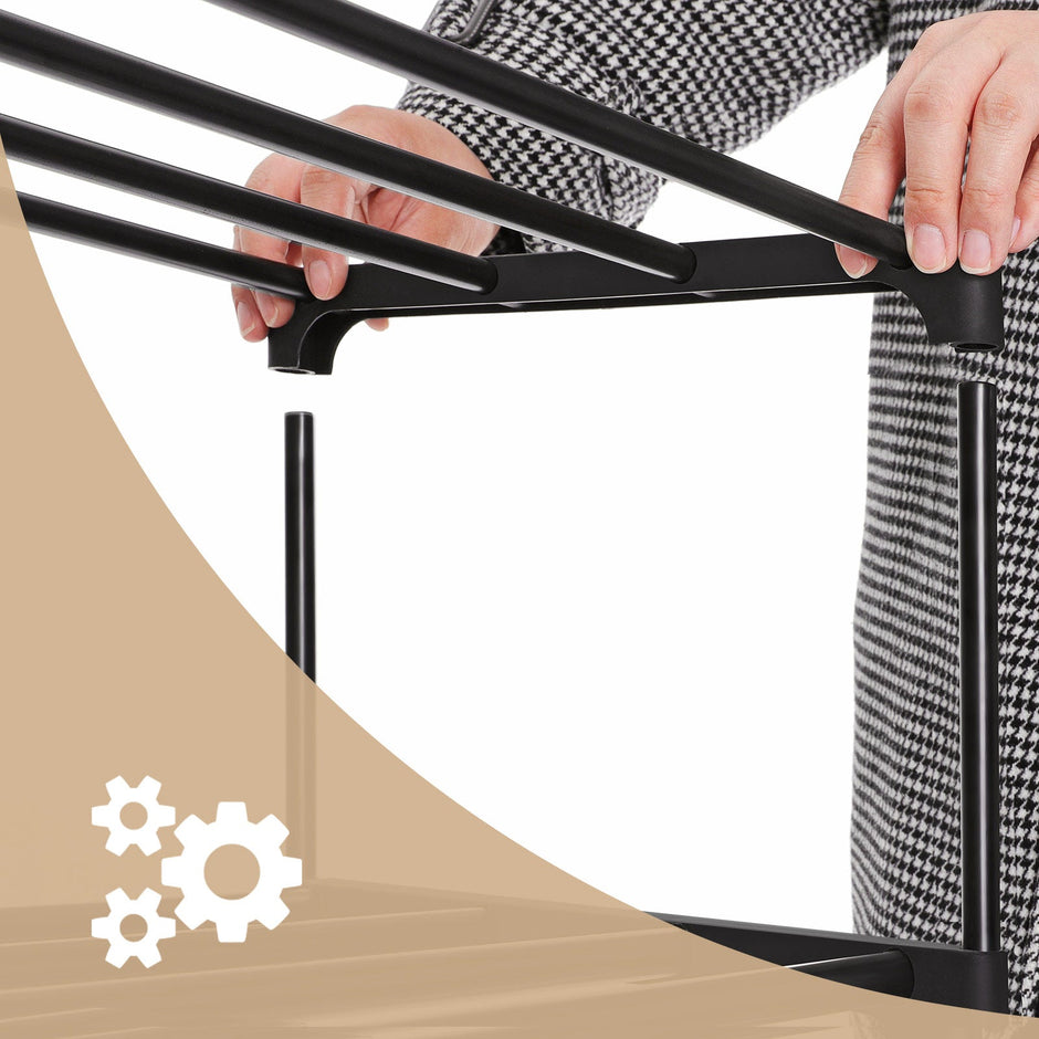 Schuhregal - Set von 2 - mit 3 Levels - Metallschuhspeicher - Schwarz