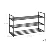 Schuhregal - Set von 2 - mit 3 Levels - Metallschuhspeicher - Schwarz