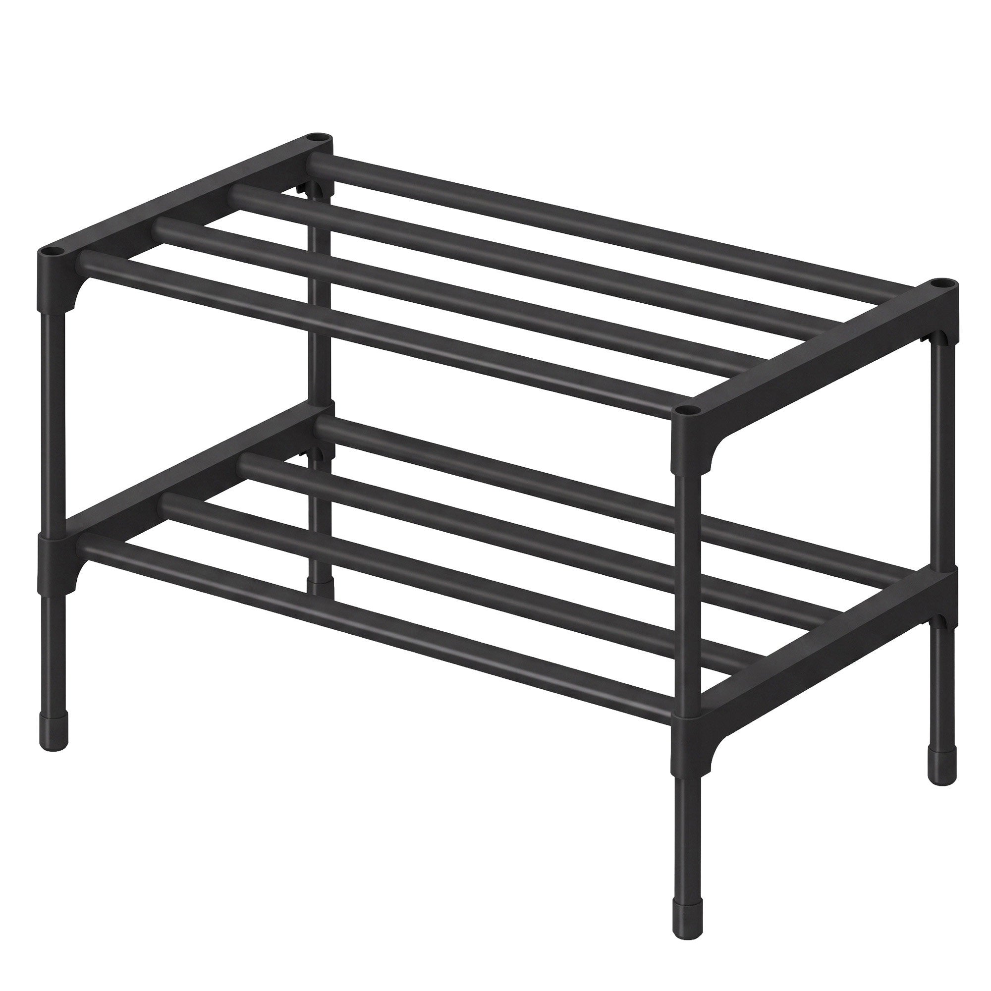 Schoenenrek - 2 Etages - Modulair - Ruimtebesparend - Zwart