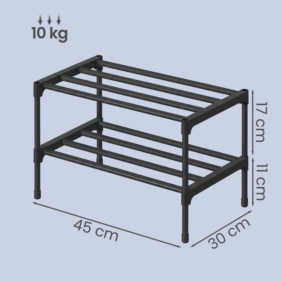 Schoenenrek - 2 Etages - Modulair - Ruimtebesparend - Zwart