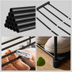 Schuhregal - 3 -Layer -Lagerregal - Stahl - Schwarz