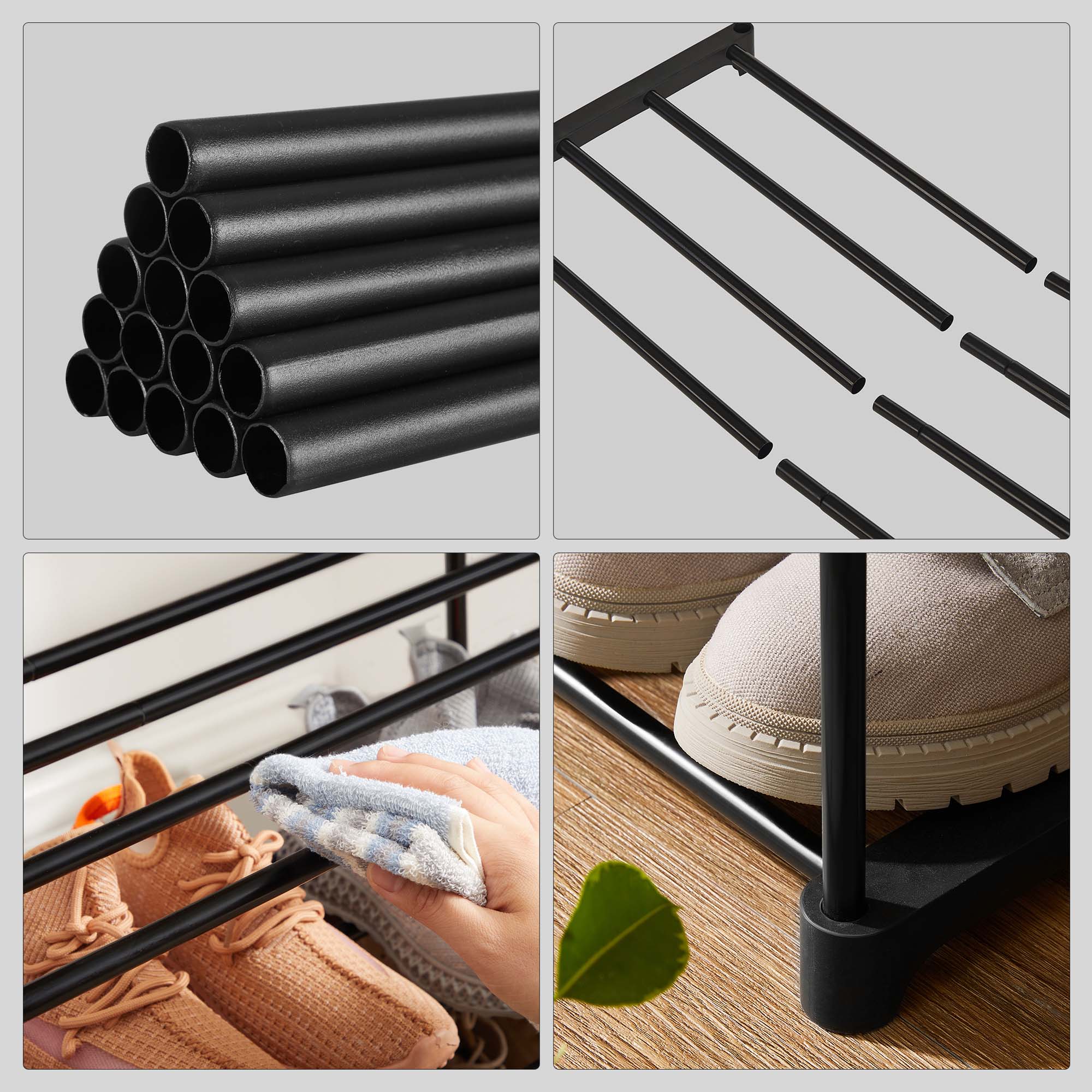 Schuhregal - 3 -Layer -Lagerregal - Stahl - Schwarz