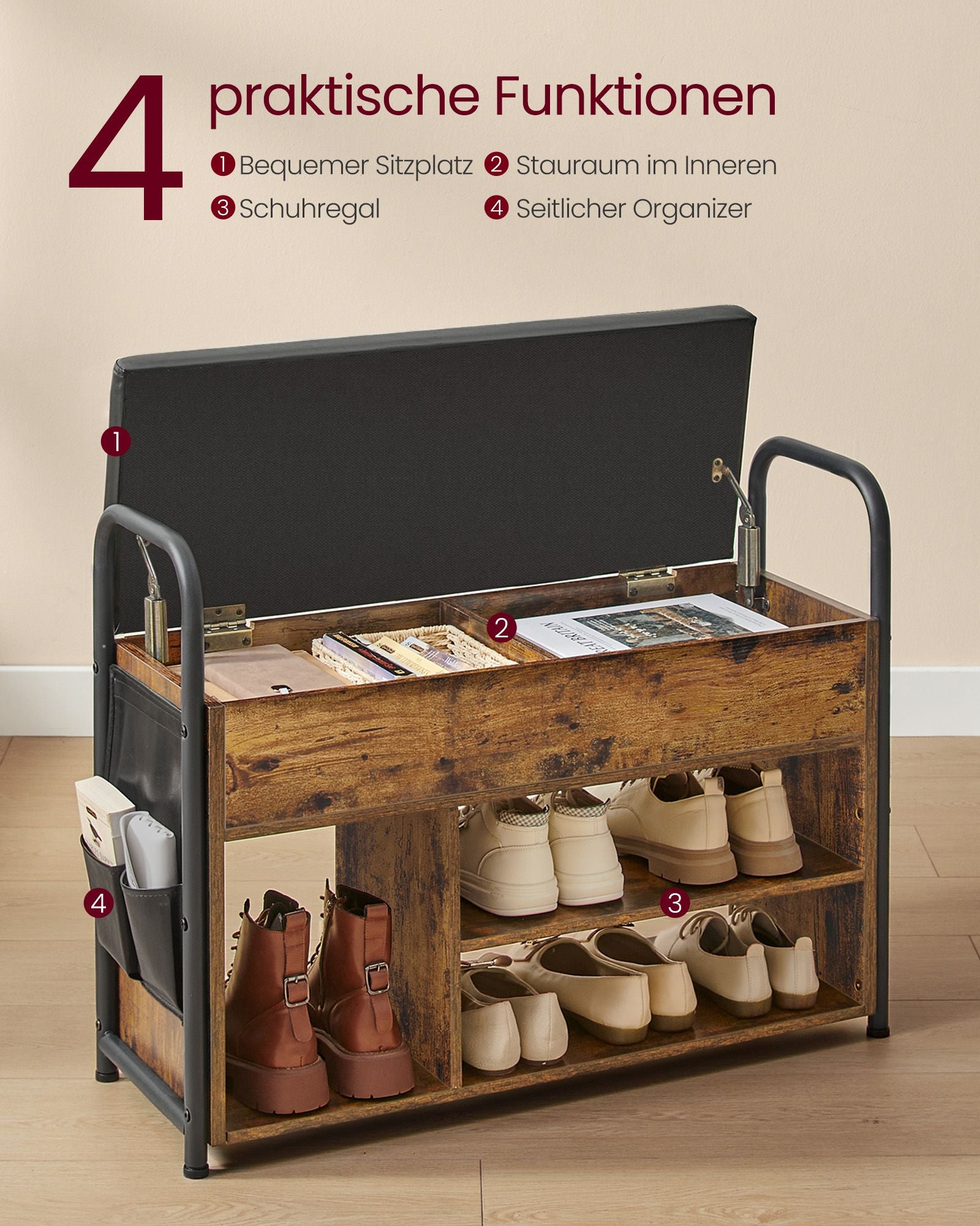 Schuhbank - mit Sitzgelegenheiten und Griffen - 80,6 cm breit