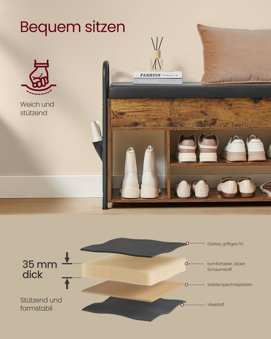 Schuhbank - mit Sitzgelegenheiten und Griffen - 80,6 cm breit