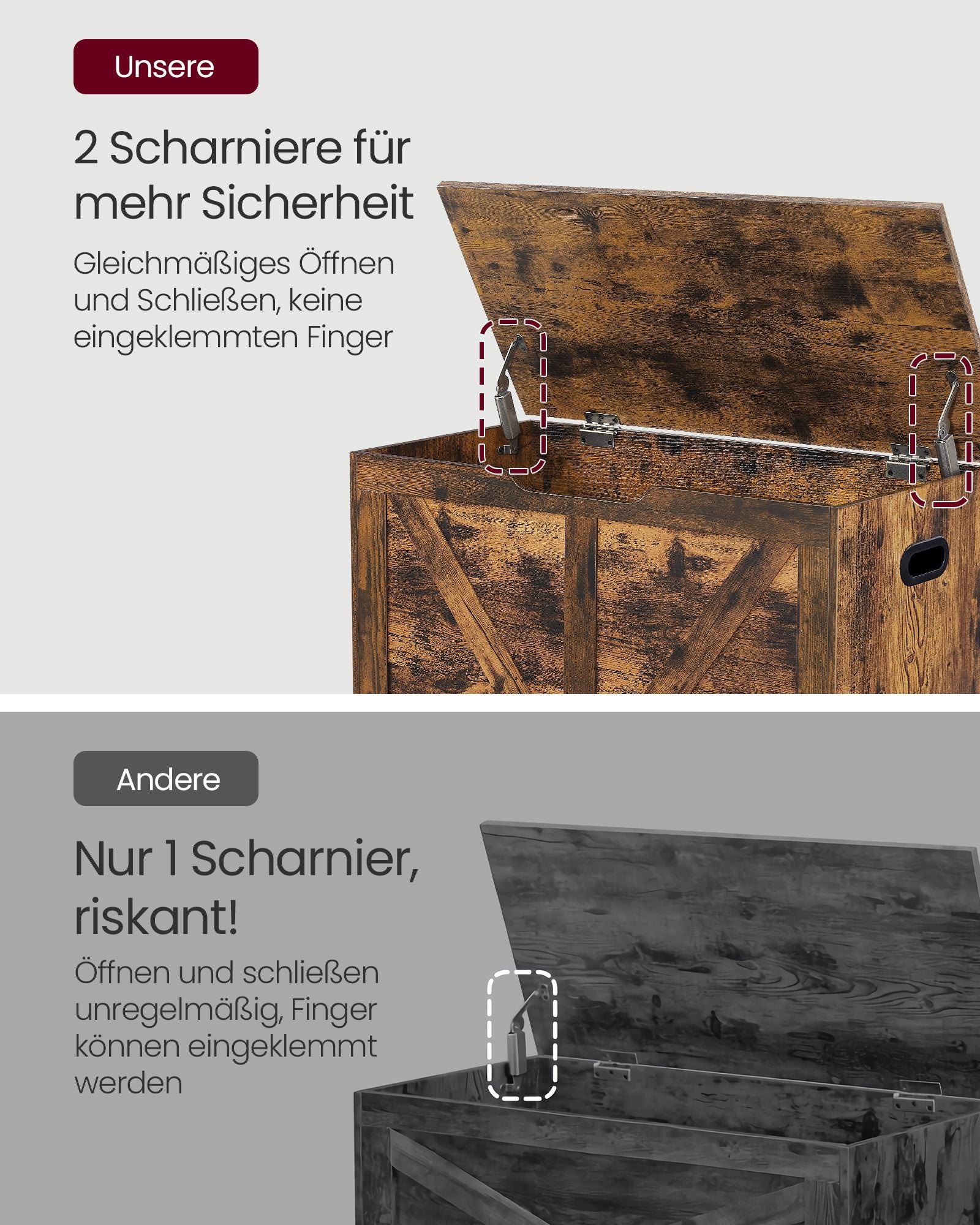 Bank - mit Stauraum - Scheunenstil - Vintage Brown