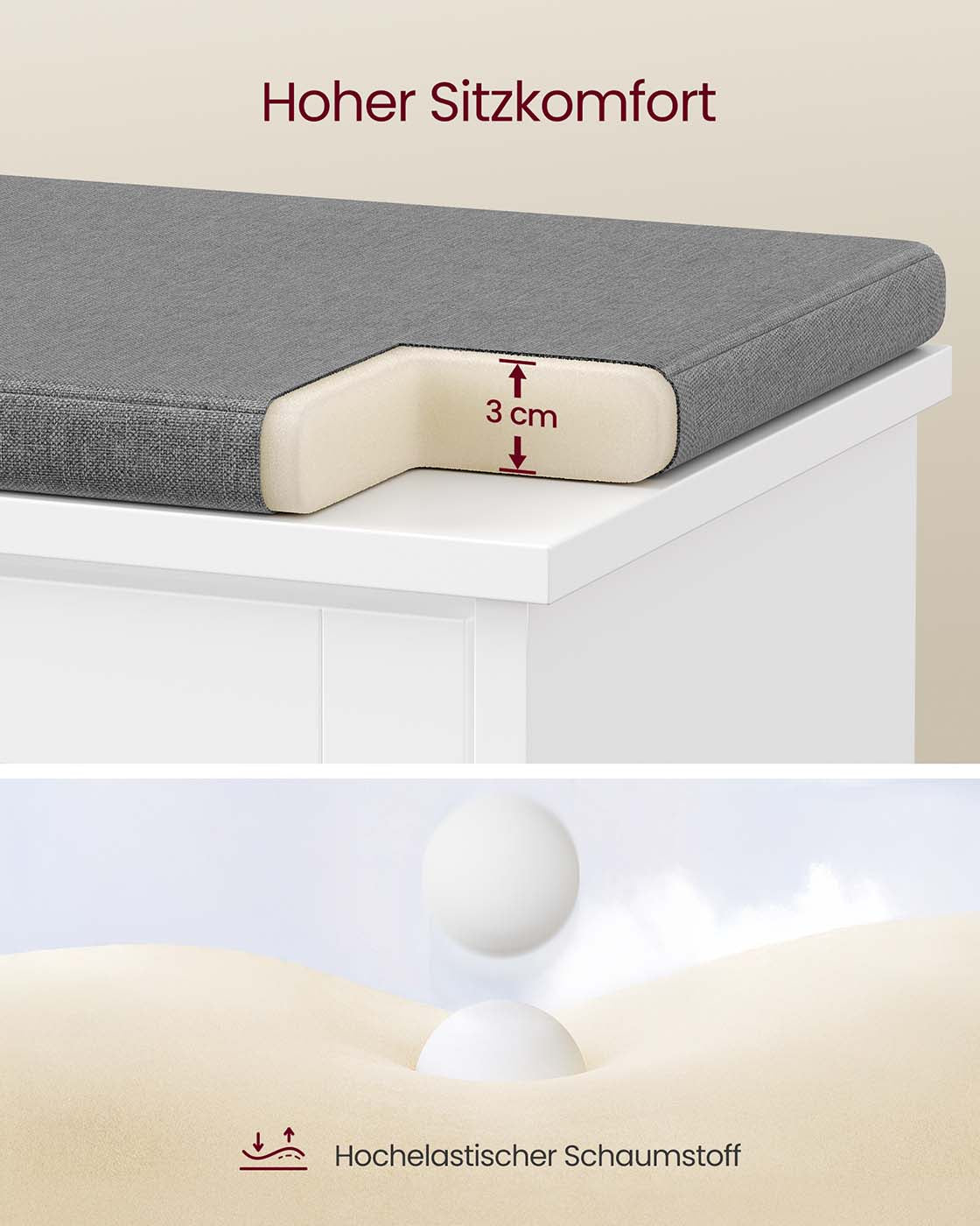 Schoenenbank – Zitkussen, Opklapbaar Vak en Verstelbare Tussenwand – Hout – Hal