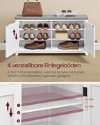 Schuhbank Wandtellack Set mit 10 Doppelhaken 102 cm breit