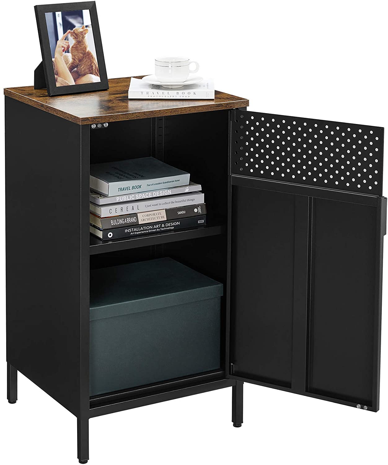 Aufbewahrungsschrank - Rylish Box - mit einstellbarem Brett - mit Tür - schwarz / braun