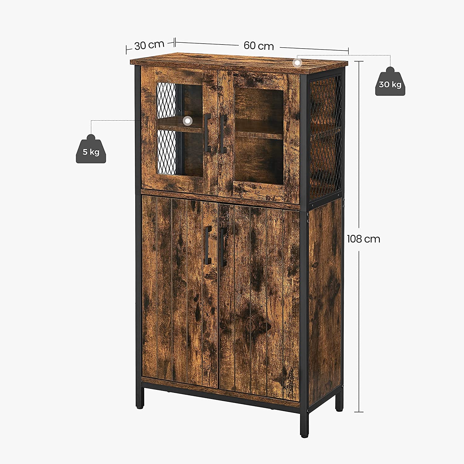 Badezimmermöbel - Kommode - Lagerschrank - Verstellbares Tafel - Stahlrahmen