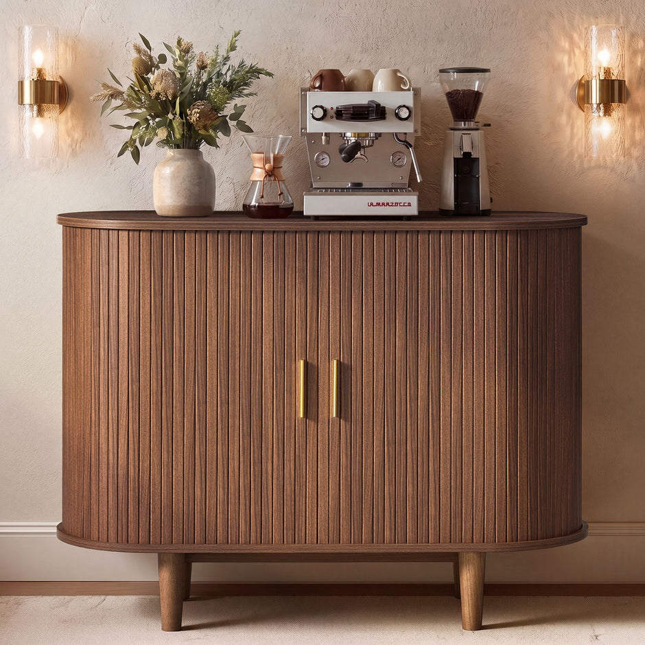 Dressoir - Met Schuifdeuren en Verstelbare Planken - Kastanjebruin - 100 x 40 x 75 cm