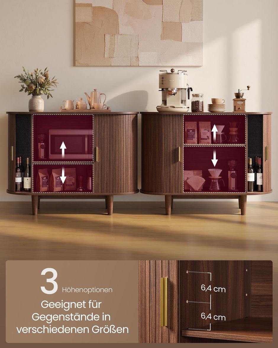 Dressoir - Met Schuifdeuren en Verstelbare Planken - Kastanjebruin - 100 x 40 x 75 cm