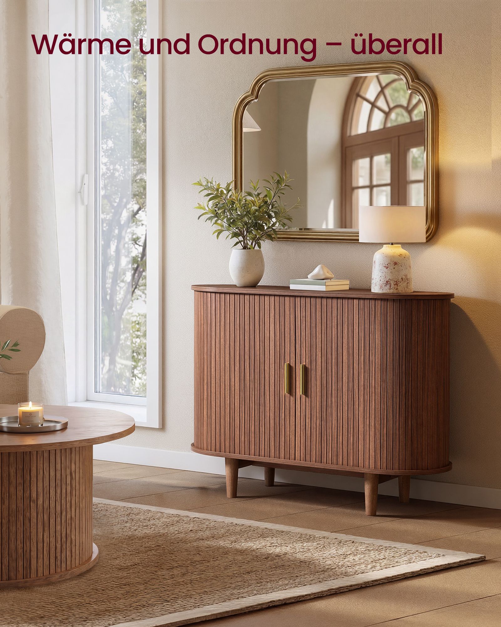 Dressoir - Met Schuifdeuren en Verstelbare Planken - Kastanjebruin - 100 x 40 x 75 cm