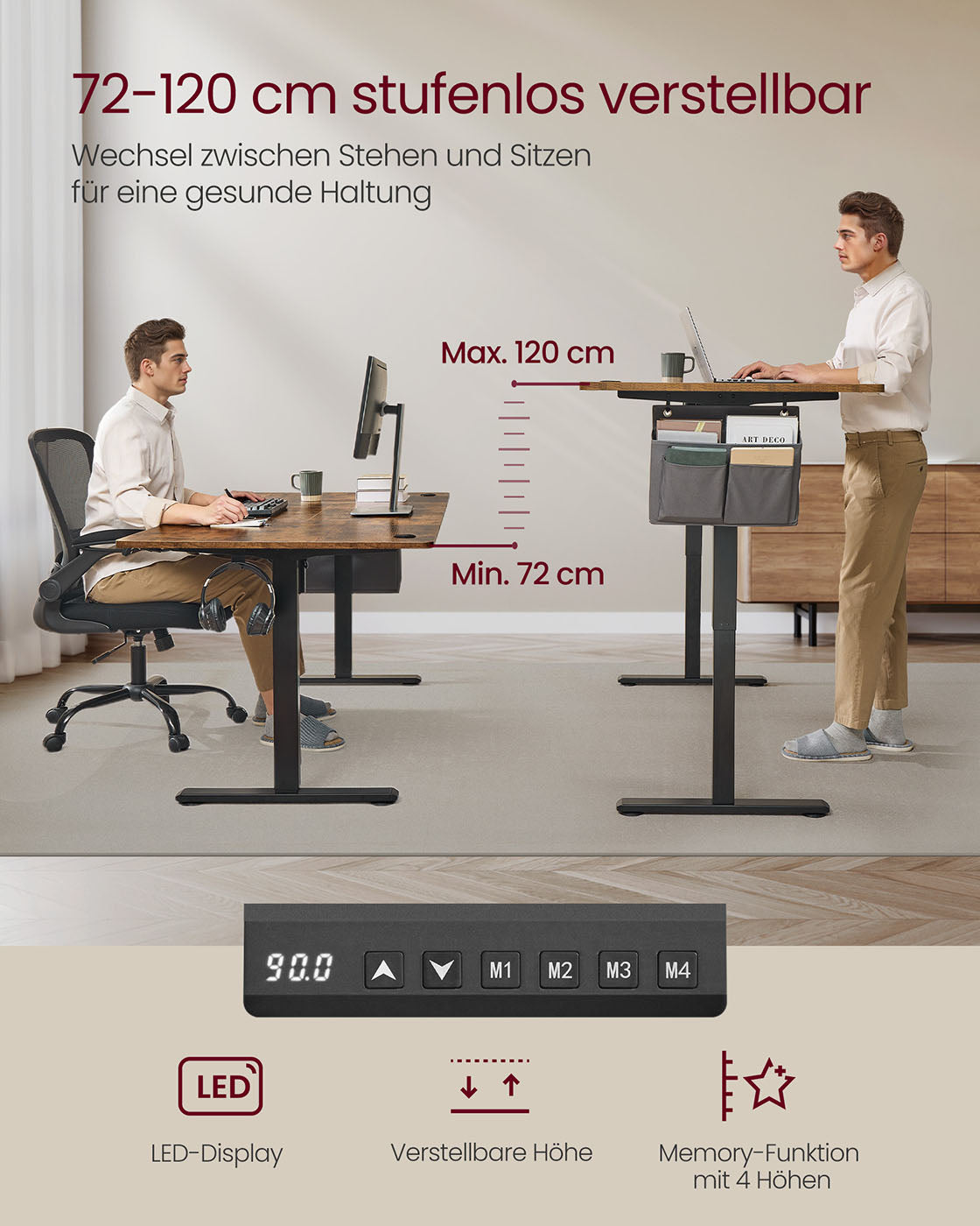 Büro elektrisch einstellbar 180 x 80 cm