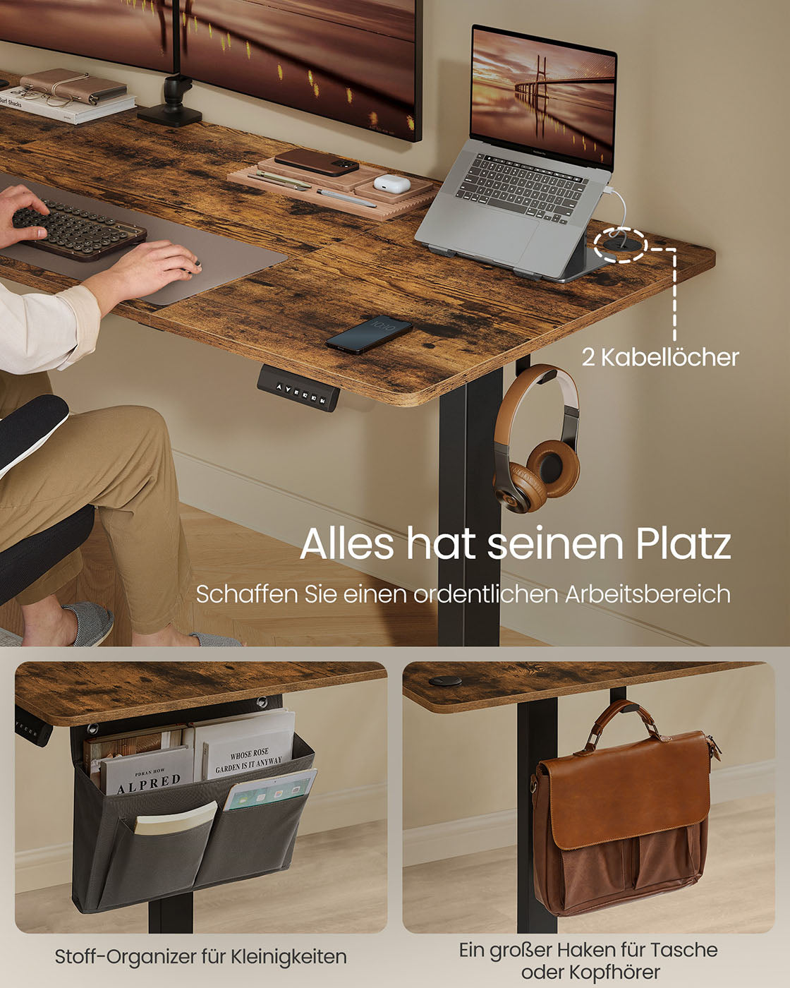 Büro elektrisch einstellbar 180 x 80 cm