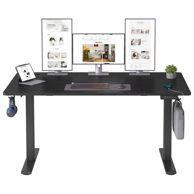 Elektrisch Zit-Sta Bureau - 140 x 80 cm - USB-C-Poort - Geheugenfunctie - Zwart