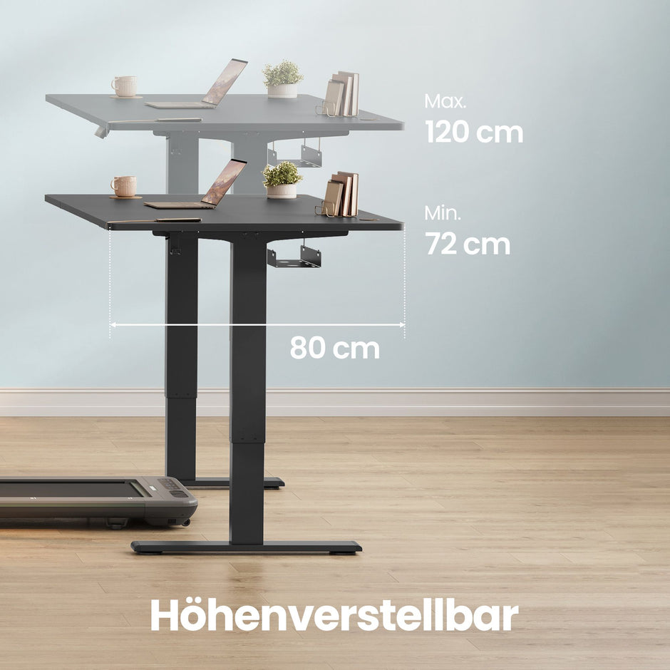 Elektrisch Zit-Sta Bureau - 140 x 80 cm - USB-C-Poort - Geheugenfunctie - Zwart