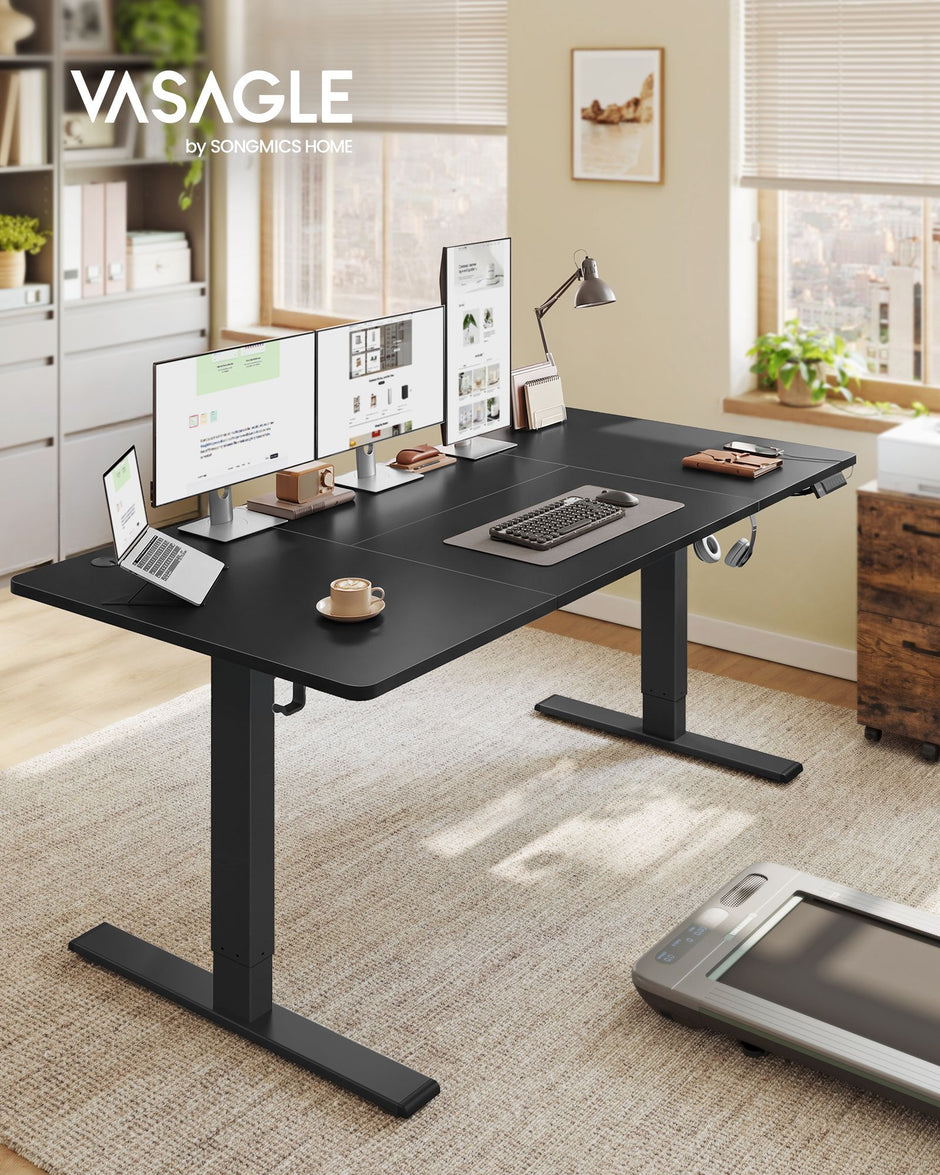Bureau - In Hoogte Verstelbaar met Geheugenfunctie - Zit-Sta - Inktzwart en zwart - 180 x 80 x (72-120) cm