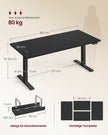 Bureau - In Hoogte Verstelbaar met Geheugenfunctie - Zit-Sta - Inktzwart en zwart - 180 x 80 x (72-120) cm