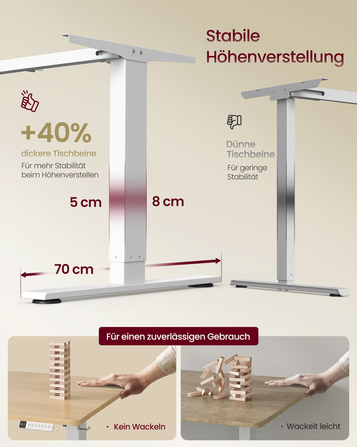 Bureau - In Hoogte Verstelbaar met Geheugenfunctie - Zit-Sta - Goudeiken en matwit - 180 x 80 x (72-120) cm