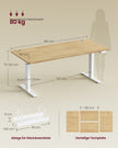 Bureau - In Hoogte Verstelbaar met Geheugenfunctie - Zit-Sta - Goudeiken en matwit - 180 x 80 x (72-120) cm
