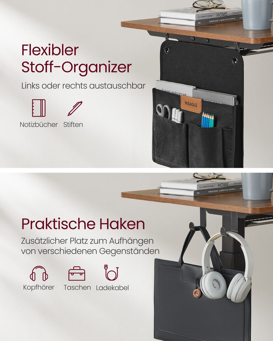 Elektrisch Zit-Sta Bureau - 140 x 60 cm - 4 Geheugenstanden - Vintage Bruin