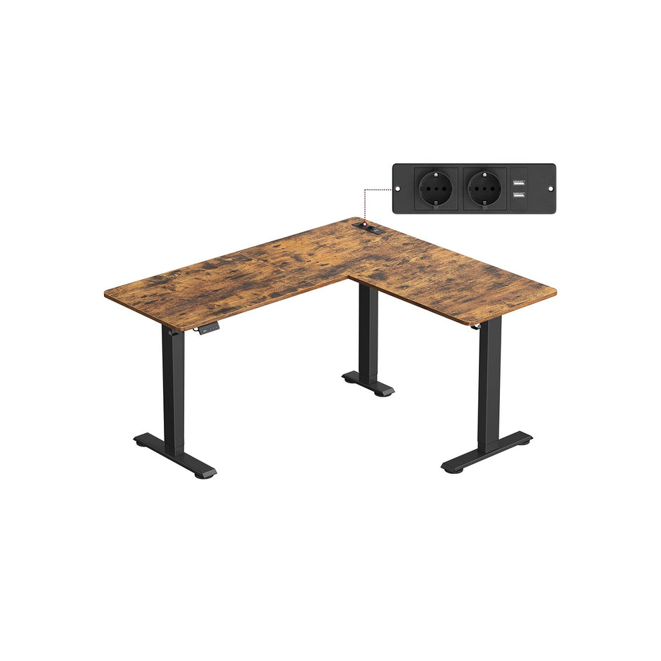 Eckschreibtisch – elektrisch höhenverstellbar – mit Ladestation