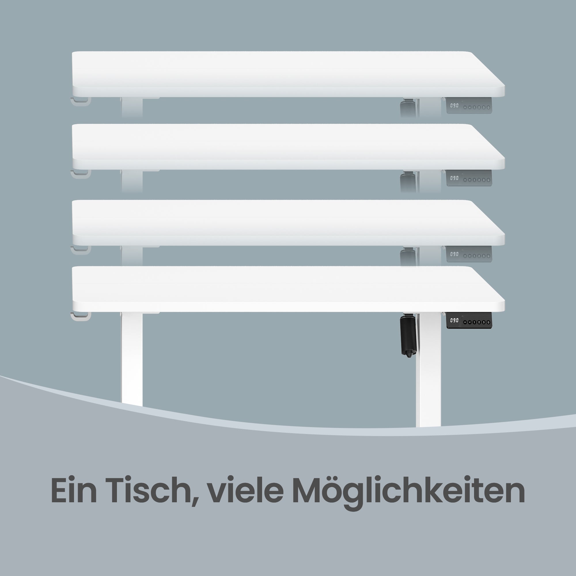 Elektrisch Zit-Sta Bureau - 80 x 50 cm - Geheugenfunctie - Wit