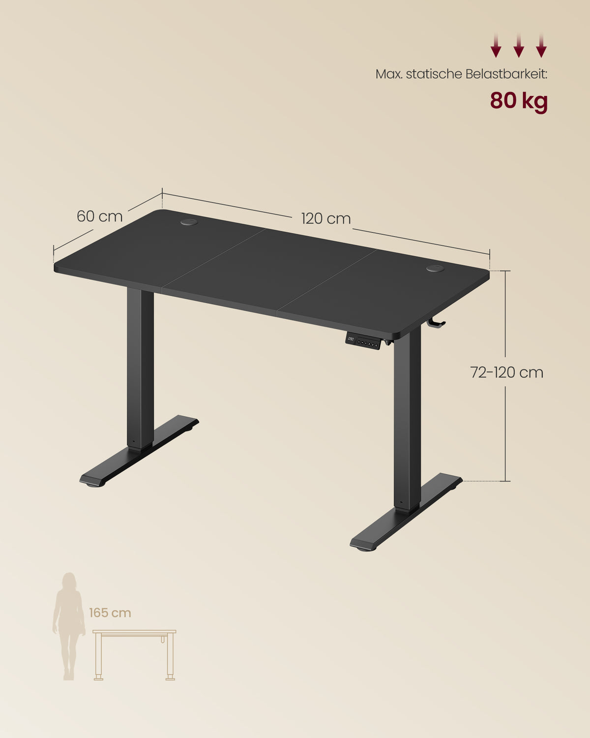 Bureau - In Hoogte Verstelbaar met Geheugenfunctie - Zit-Sta - Vintagebruin - 120 x 60 x (72-120) cm