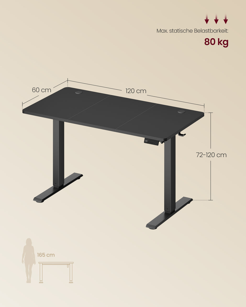 Bureau - In Hoogte Verstelbaar met Geheugenfunctie - Zit-Sta - Vintagebruin - 120 x 60 x (72-120) cm