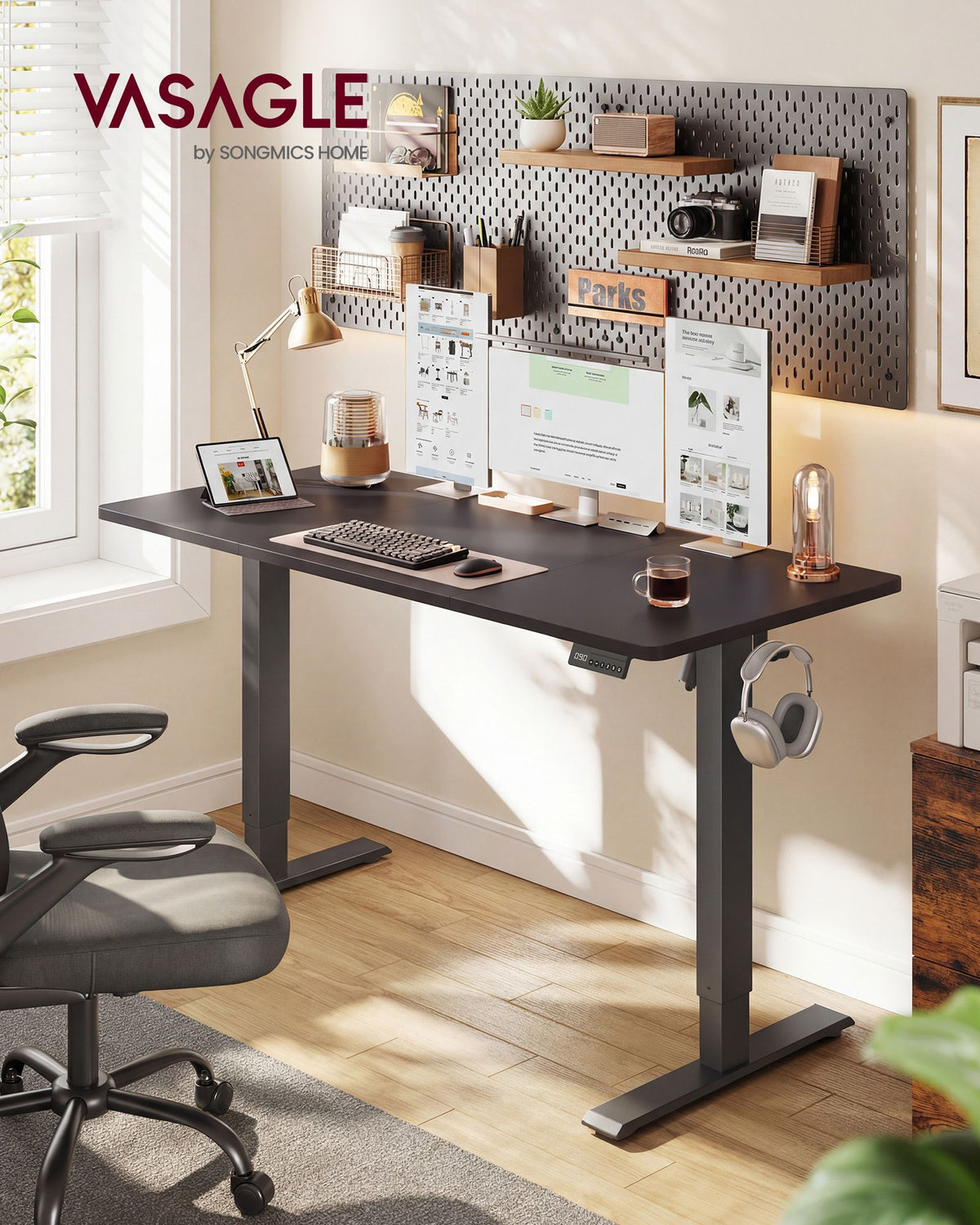 Elektrisch Zit-Sta Bureau – 140 x 60 cm – 4 Geheugenstanden – Zitherinnering – Zwart