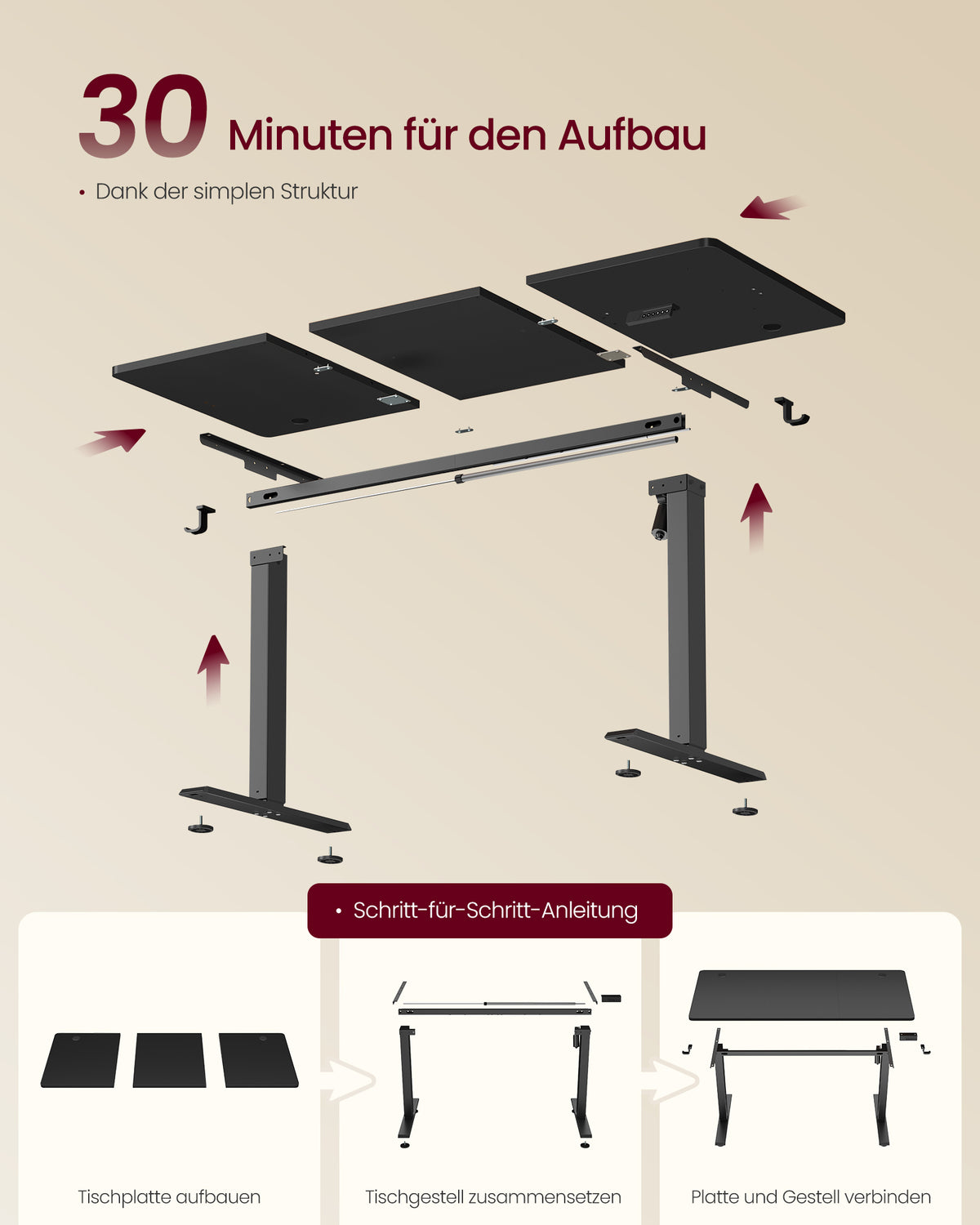 Elektrisch Zit-Sta Bureau – 140 x 60 cm – 4 Geheugenstanden – Zitherinnering – Zwart
