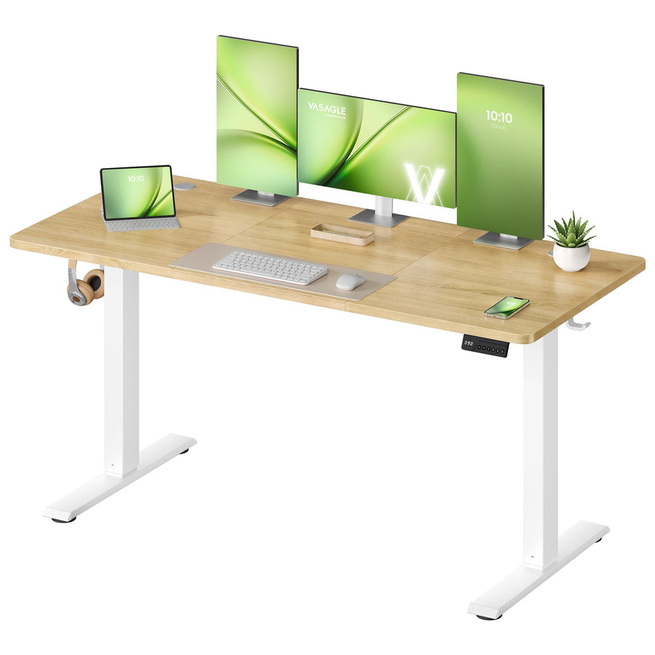 Elektrisch Zit-Sta Bureau – 140 x 60 cm – 4 Geheugenstanden – Zitherinnering – Eiken