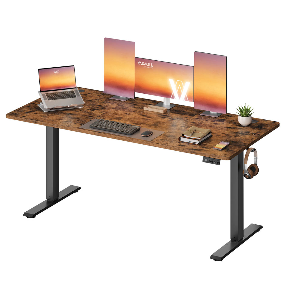 Bureau - In Hoogte Verstelbaar met Geheugenfunctie - Zit-Sta - Vintagebruin - 160 x 70 x (72-120) cm