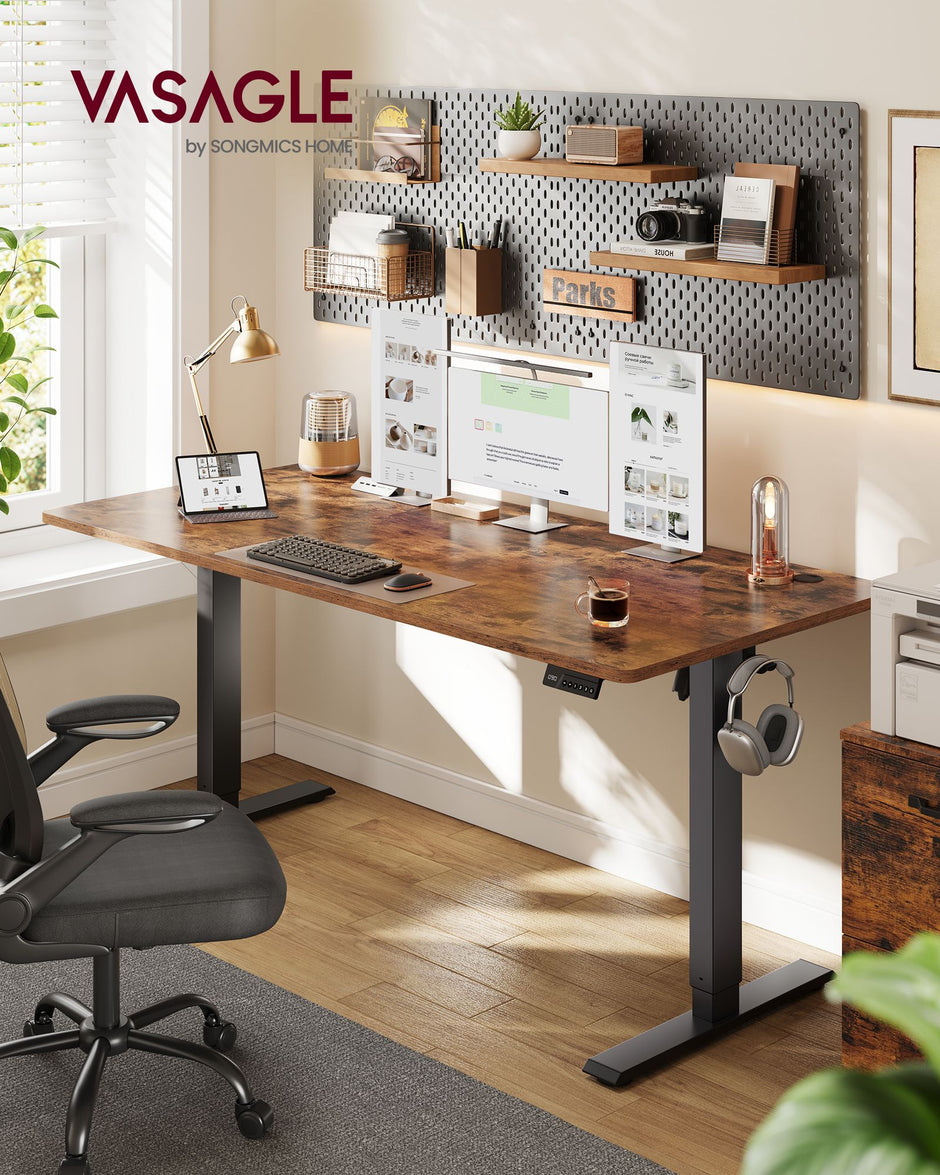 Bureau - In Hoogte Verstelbaar met Geheugenfunctie - Zit-Sta - Vintagebruin - 160 x 70 x (72-120) cm