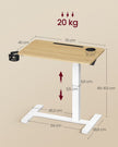 Bijzettafel - Mobiel met Wielen en Bekerhouders - Eikenkleurig-matwit - 70 x 40 x (65-102) cm